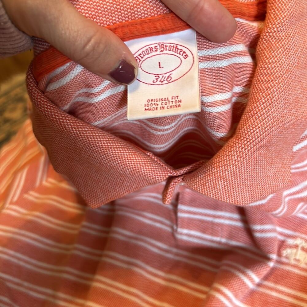 2 (two) vintage brooks brothers 346 striped polos size large, regular fit - Picture 6 of 11